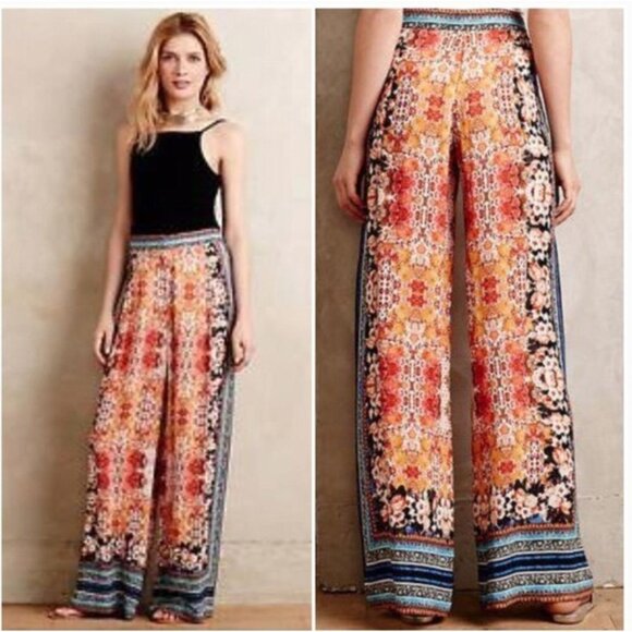 Ranna Gill Pants - Ranna Gill by Anthropologie Airy Samaire Wide Leg Printed Floral Pant Size 0